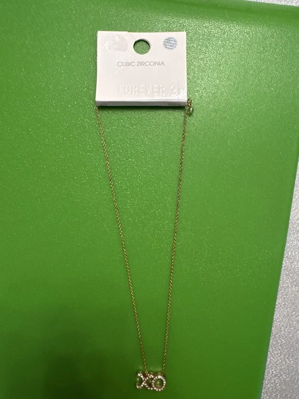 NWT Forever 21 XO Pendant Necklace Cubic Zirconia Dainty Layer